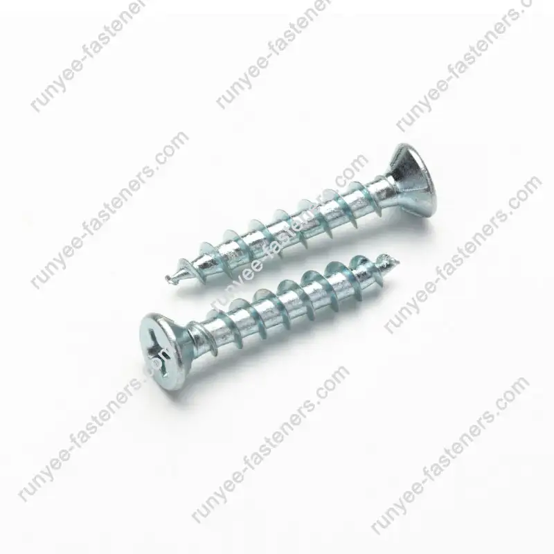 Grovgängad PVC Fönster Fästskruv Flat Head Phillips